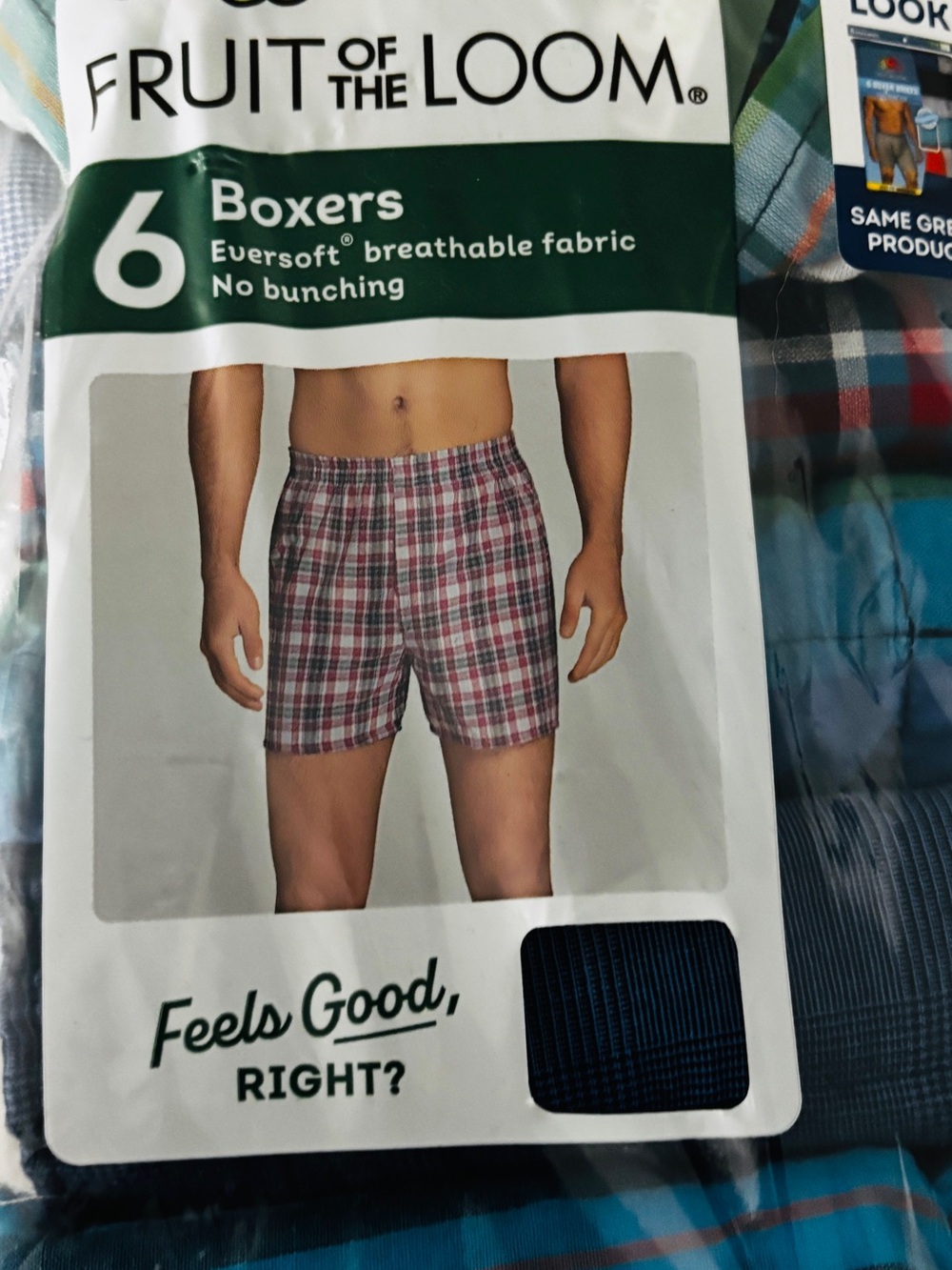 Fruit of the Loom Men’s Plaid Boxer Shorts - Red/Gray/Black